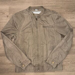 Vintage Y2K 100% Cotton Bomber Lightweight Zip Tan Brown Jacket Size Small
